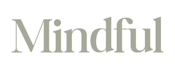 The word 'Mindful' in a stylized font on a light beige background
